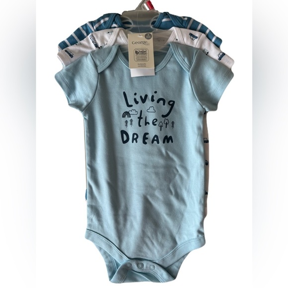 George Light Blue Baby Bodysuit Trio - Picture 1 of 1